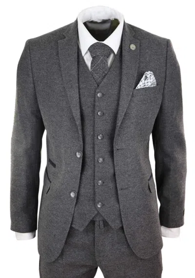 Truclothing Wool Tweed Suit 3 Piece 1920s In Grey