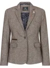 Truclothing Wsn - Blazer Tweed Herringbone 1920's Wool Acrylic Blend In Beige