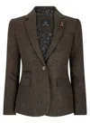 Truclothing Wsn - Blazer Tweed Herringbone 1920's Wool Acrylic Blend In Brown