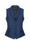 Truclothing Wsn - Tweed Herringbone 1920's Waistcoat In Blue