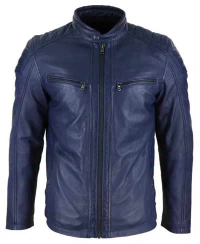Truclothing Zipped Biker Jacket In Blue
