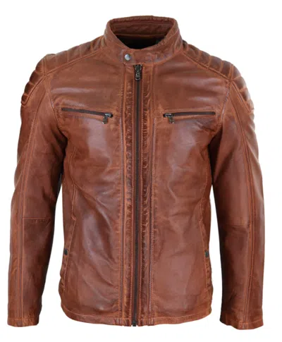 Truclothing Zipped Biker Jacket In Brown