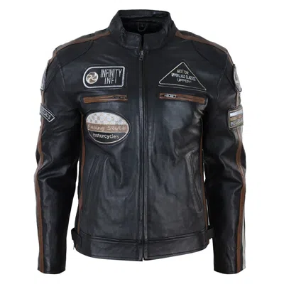 Truclothing Zipped Biker Leather Jacket In Black