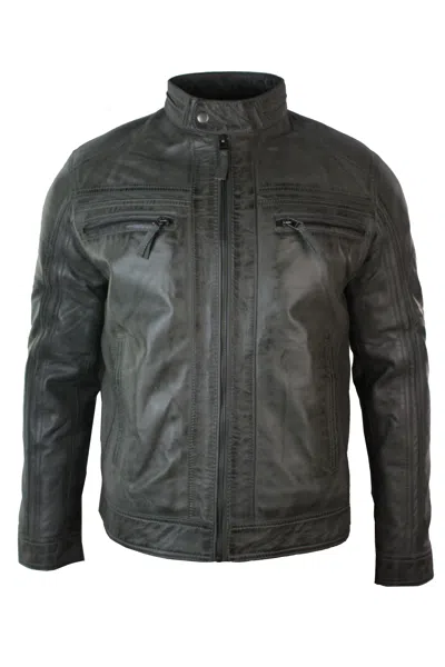 Truclothing Zipped Biker Soft Leather Jacket In Black