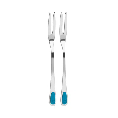Trudeau Seafood Forks, Set Of 2, Tropical Blue In Multi