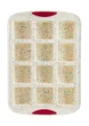 Trudeau Structure Silicone 12 Cavity Mini Brownie Pan, Confetti/fuchsia