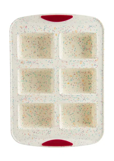 Trudeau Structure Silicone 6 Cavity Mini Loaf Pan, Confetti/fuchsia In White