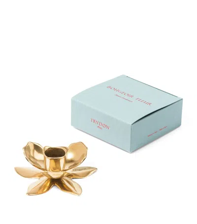 Trudon Flower Candlestick Holder In Gold