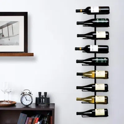 True Align Wall-mounted Wine Rack, Black Wrought Iron, Minimalist Modern Wine Display, Alcohol Storage So