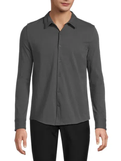 True & Co. Men's Solid Long Sleeve Shirt In Carbon