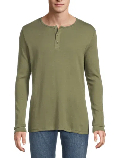 True & Co. Men's Waffle Knit Henley In Military Green