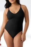 True & Co. True Body Boost Lace Racerback Bodysuit In Black