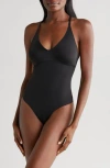 True & Co. True Body Boost Lace Racerback Bodysuit In Black