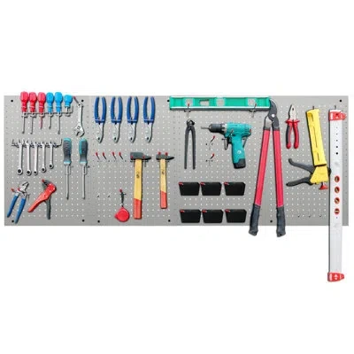 True & Tidy 128 Pc Pegboard Wall Organizer 24"x16" Kit In Gray