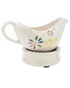 True & Tidy Ceramic Gravy Boat With Warmer In Multi