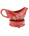 True & Tidy Ceramic Gravy Boat With Warmer In Red