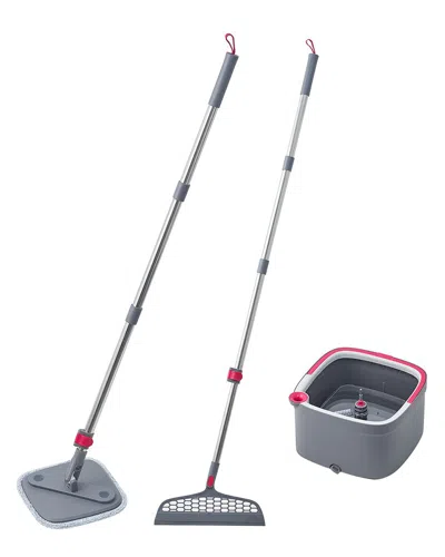 TRUE & TIDY TRUE & TIDY TRUE CLEAN MOP & BUCKET SYSTEM WITH SILICONE FLOOR SWEEPER DELUXE SET