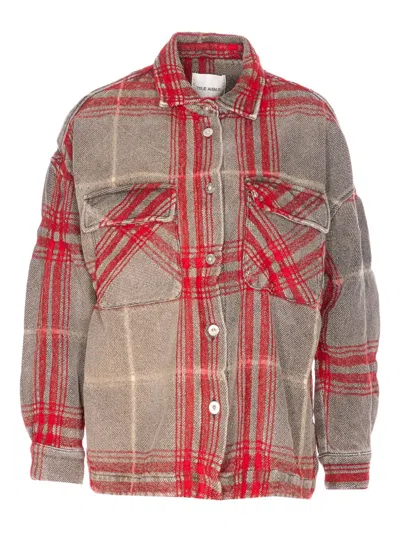 True Avenue Checked Button Jacket In Red