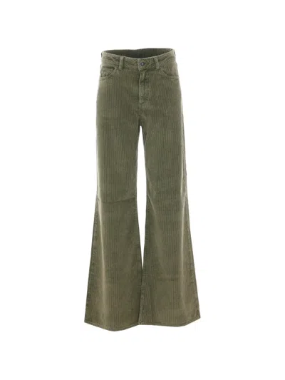 True Avenue Clara Flared Corduroy Trousers In Green