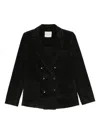 True Avenue Corduroy Double-breasted Blazer In Black