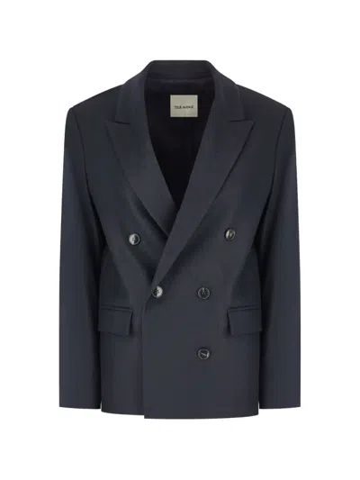 True Avenue Double-breasted Peaked-lapels Blazer In Blue
