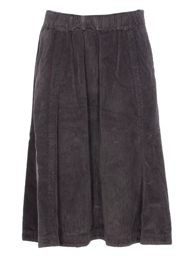 True Avenue Elasticated-waist Corduroy Skirt In Brown