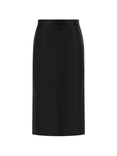 True Avenue Elisabeth Leather Midi Skirt In Animal Print