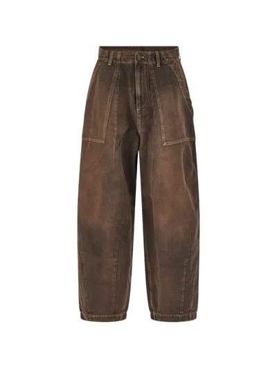 True Avenue Faded Wide-leg Jeans In Brown