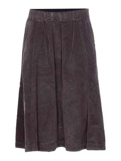True Avenue Elasticated-waist Corduroy Skirt In Brown