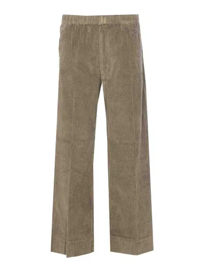 True Avenue Elasticated-waist Corduroy Trousers In Green