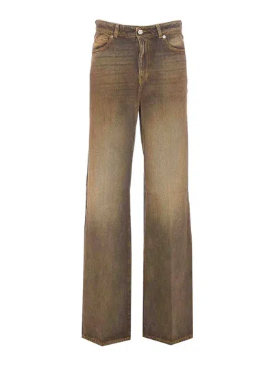 TRUE AVENUE BROWN CLARA JEANS ZIP AND BUTTON CLOSURE