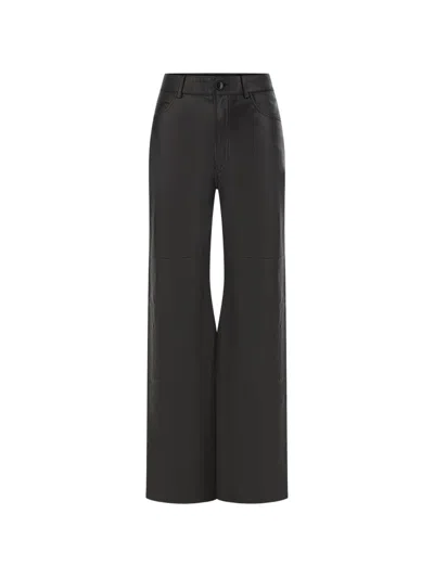 True Avenue Logo-patch Leather Trousers In Black