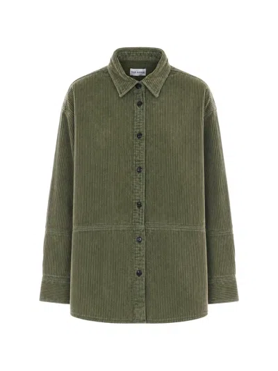 True Avenue Ludovica Corduroy Overshirt In Green