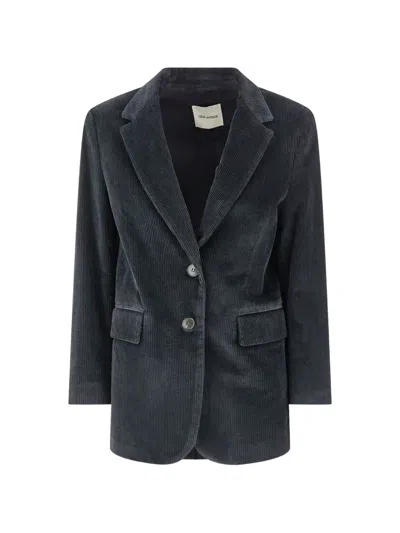 True Avenue Ribbed Single-breasted Blazer In Blue