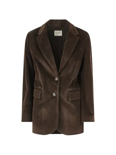 True Avenue Ribbed Velvet Blazer In Brown