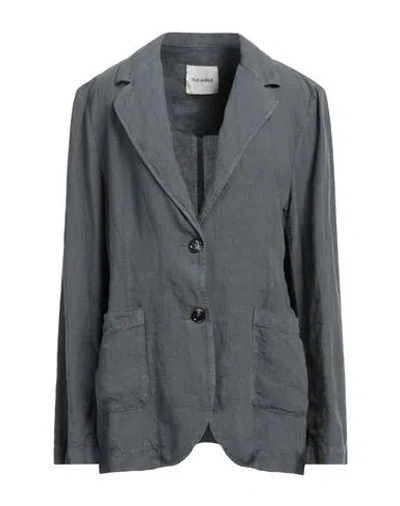 True Avenue Woman Blazer Grey Size 12 Linen
