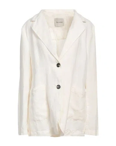 True Avenue Woman Blazer Ivory Size 10 Linen In White