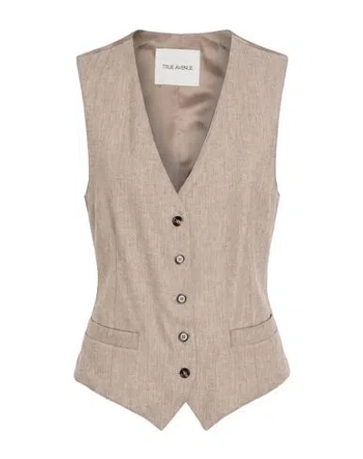 True Avenue Woman Tailored Vest Beige Size 4 Virgin Wool, Polyamide, Acrylic, Cashmere, Elastane