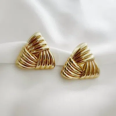 True By Kristy Women's Knox Textured Triangle Knot Studs In Gold