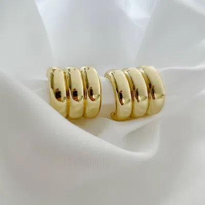 True By Kristy Women's Triple Threat Chunky Statement Hoops In Gold
