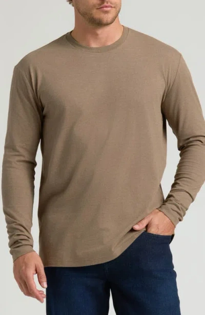 True Classic Classic Long Sleeve Crewneck T-shirt In Brown