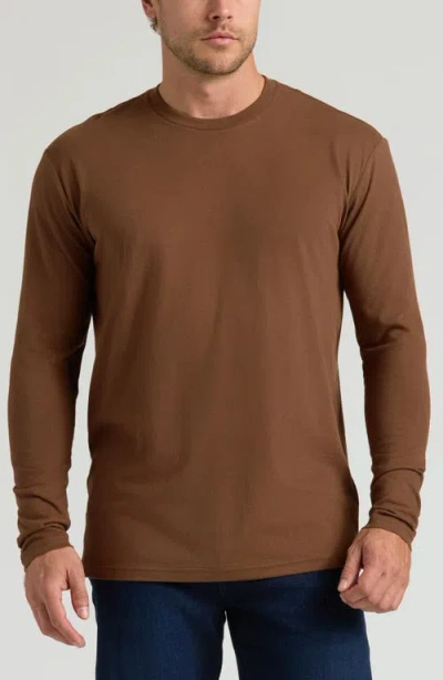 True Classic Classic Long Sleeve Crewneck T-shirt In Brown