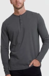 True Classic Classic Long Sleeve Henley In Black