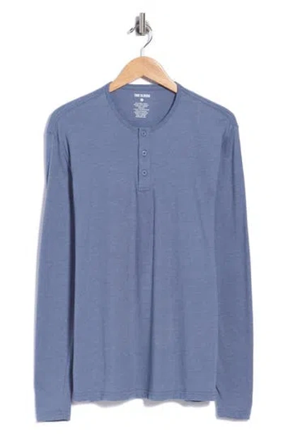 True Classic Classic Long Sleeve Henley In Blue