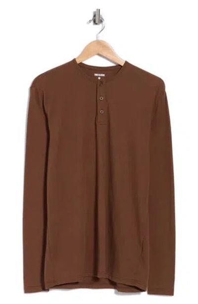 True Classic Classic Long Sleeve Henley In Brown