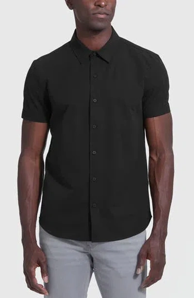 True Classic Commuter Slim Fit 4-way Stretch Short Sleeve Button-up Shirt In Black