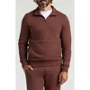 True Classic Fleece Quarter Zip Sweatshirt In Brown