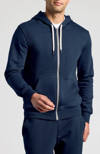 True Classic Fleece Zip Hoodie In Blue