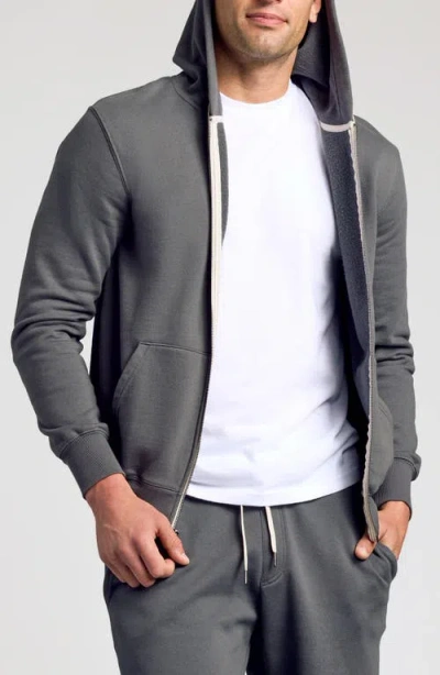 True Classic Fleece Zip Hoodie In Gray