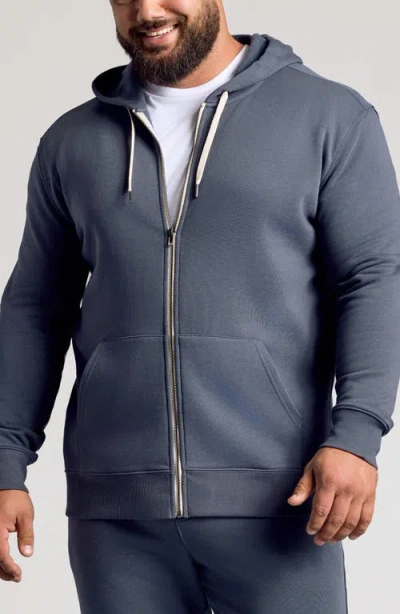 True Classic Fleece Zip Hoodie In Gray